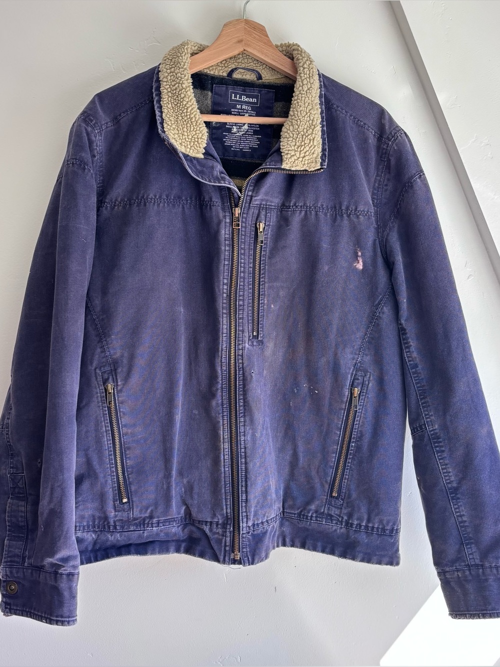 VTG LL Bean Pine Ridge Field Jacket Insulated Wool Blanket Lined Lived In Sz M